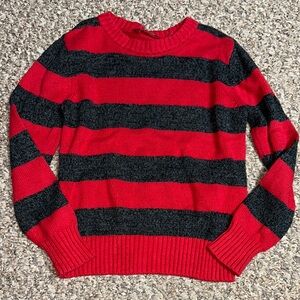 Arizona Jean Company Red and Black Striped Sweater